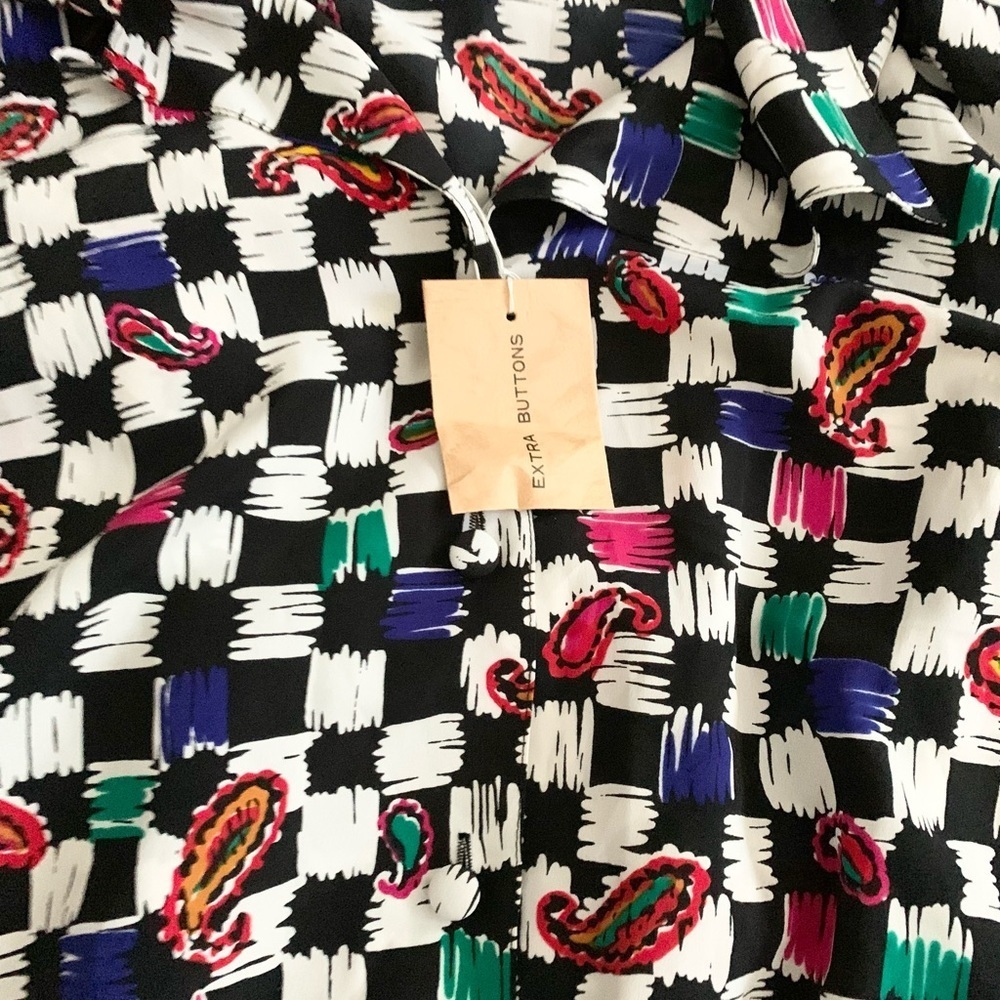 Marlis | Vintage Multicolored Blouse New With Tags Size 12 - Picture 4 of 16